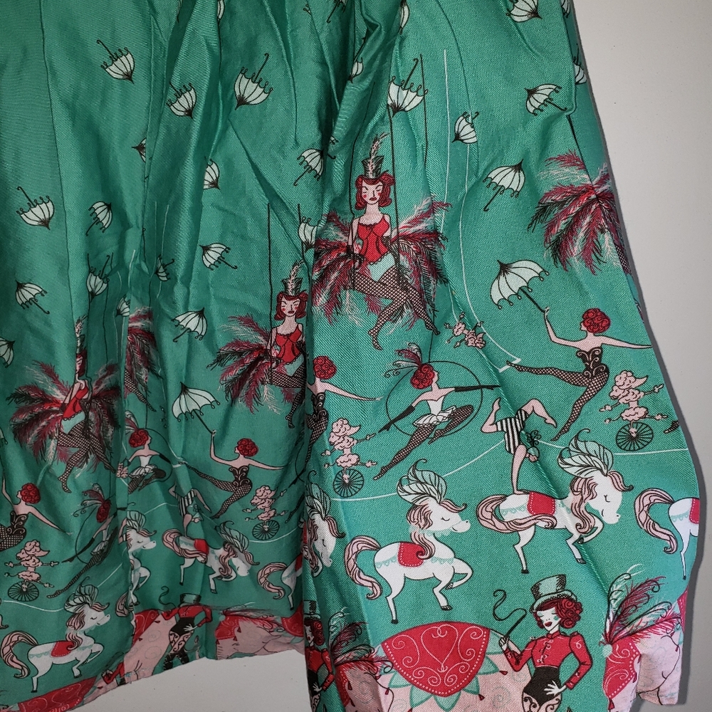 Turquoise & Pink- •Handmade• | Retro Pleated Skirt - Picture 5 of 8